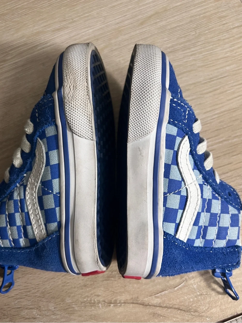 Vans Sk8-Hi Zip Checkerboard Blue Toddler Sneakers Size 4